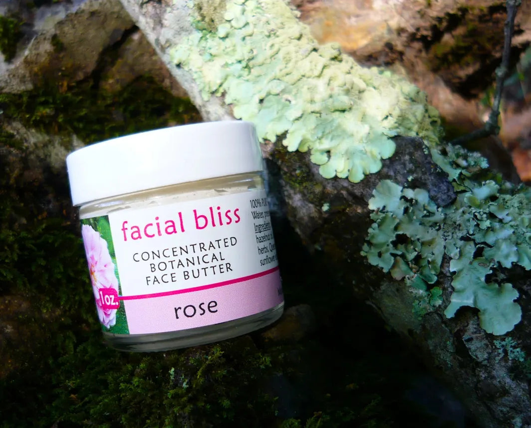 Facial Bliss, Rose – Organic Herbal Face Butter from Missouri Herbs on log