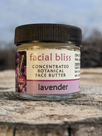 Facial Bliss, Lavender ~ All natural face butter Missouri Herbs with blue sky background. 