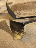 Ho Mi Hand Plow, right or left handed Homestead Iron focus on tool head with gold light