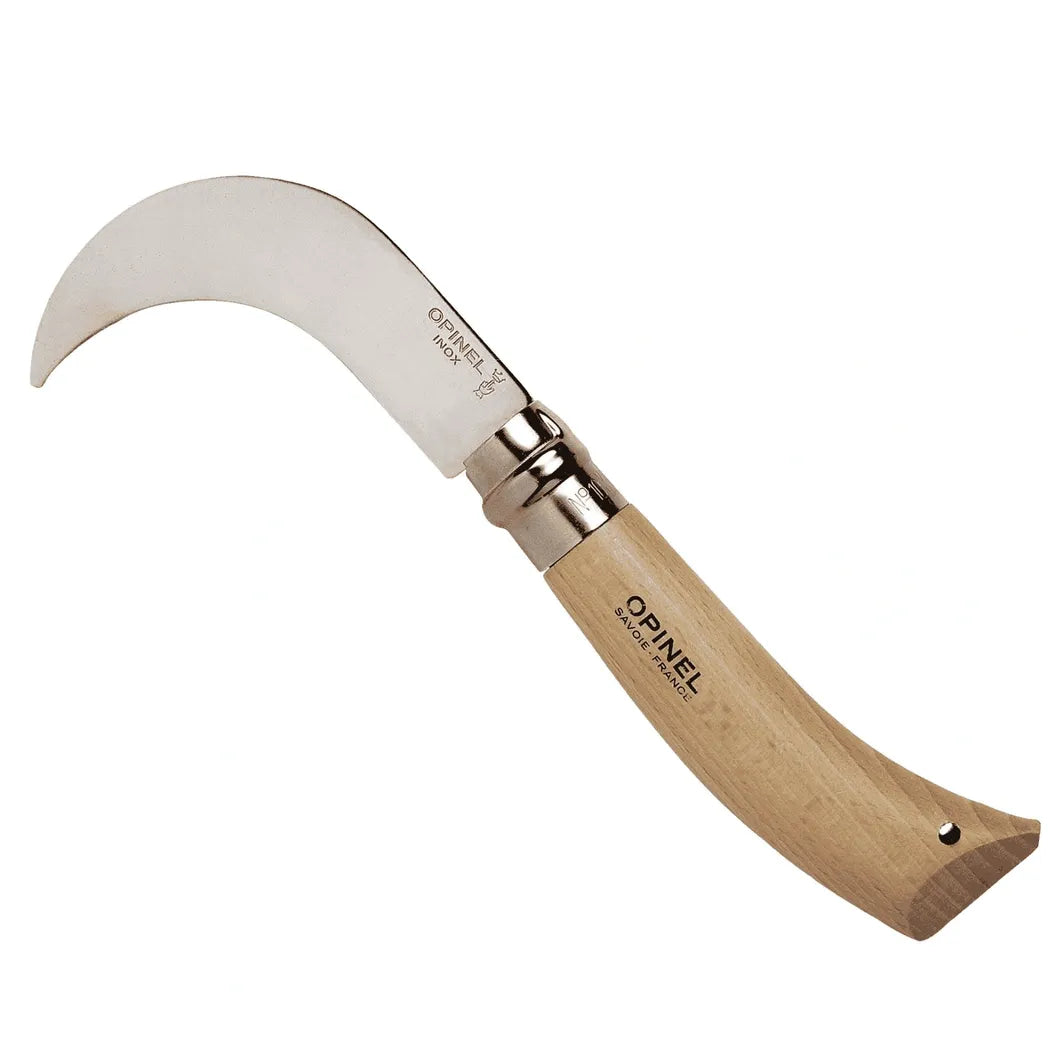 Opinel 10 billhook folding pruning knife on homestead Iron site with white background