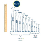 Opinel #12 stainless steel folding knife on comparison chart with other opinel sizes on Homestead Iron site. 