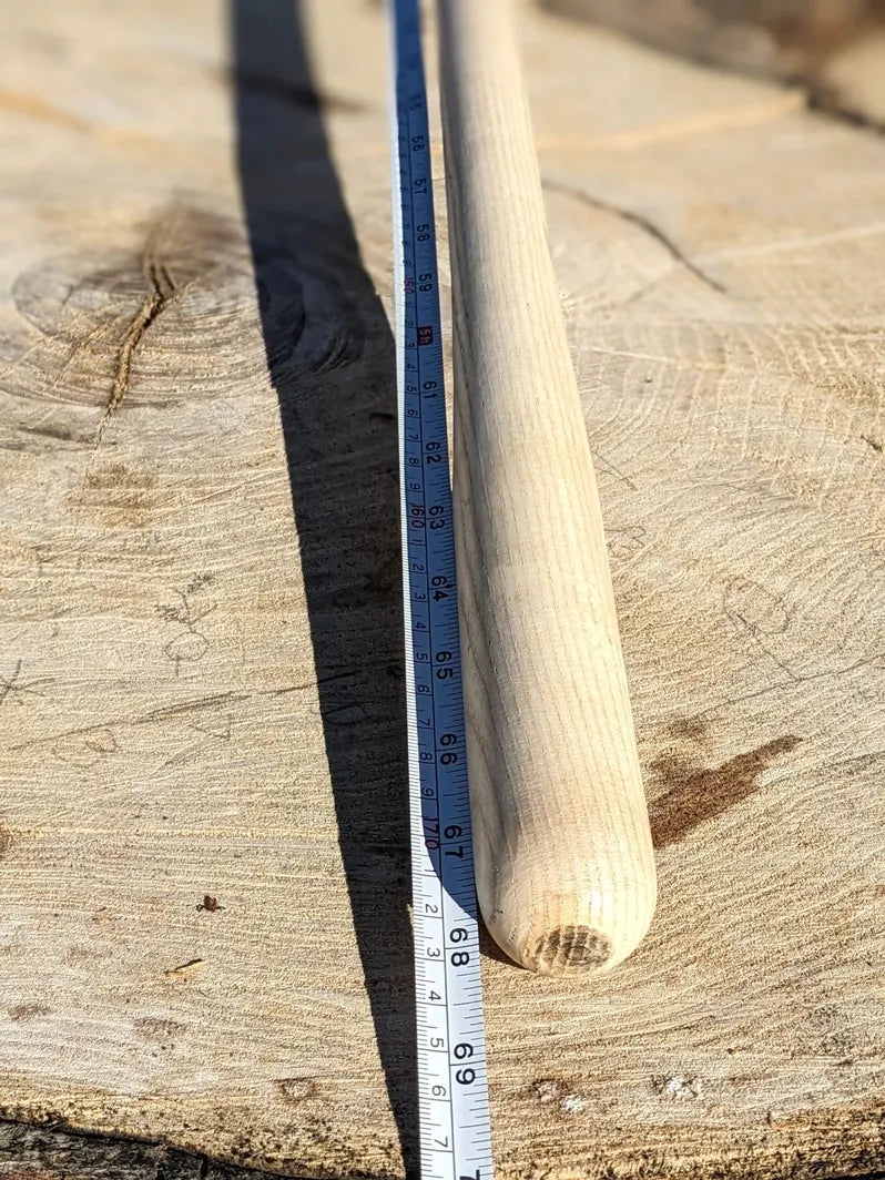 Scuffle Weeder, Hand Forged Garden Tool, Long Handle with measuring tape showing 68".